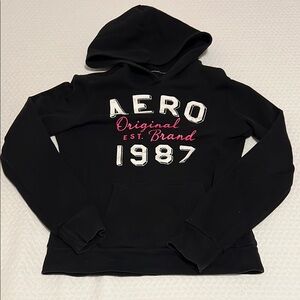 AERO Black Hoodie with Pink and White Accents